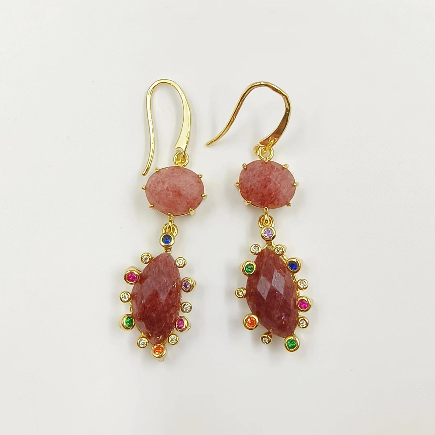 WT-E735 Amazing Colorful Gemstone Wire Wrapped Long Charming in Drop Earrings Women Pendant Earrings