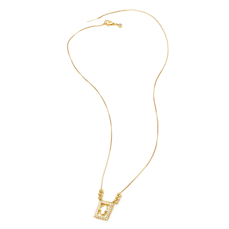 WT-JFN59 Trendy New Arrival Gold Plated Brass And Zircon Moon Star Patterns Square Pendants Necklace For Women Jewelry Accessory