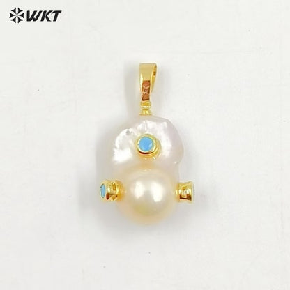 MP138 Wholesale Freshwater Pearl Pendant Pearl With CZ Charm Natural Shape Fashion Charm Jewelry Pearl Pendant