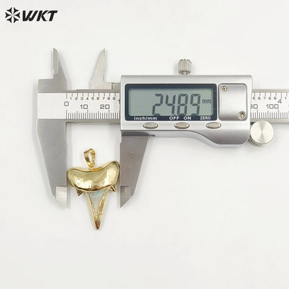 WT-P855 Newest Natural Real Specimen Tooth Accessories for Necklace Pendant,24k Gold Plated Real Pendant
