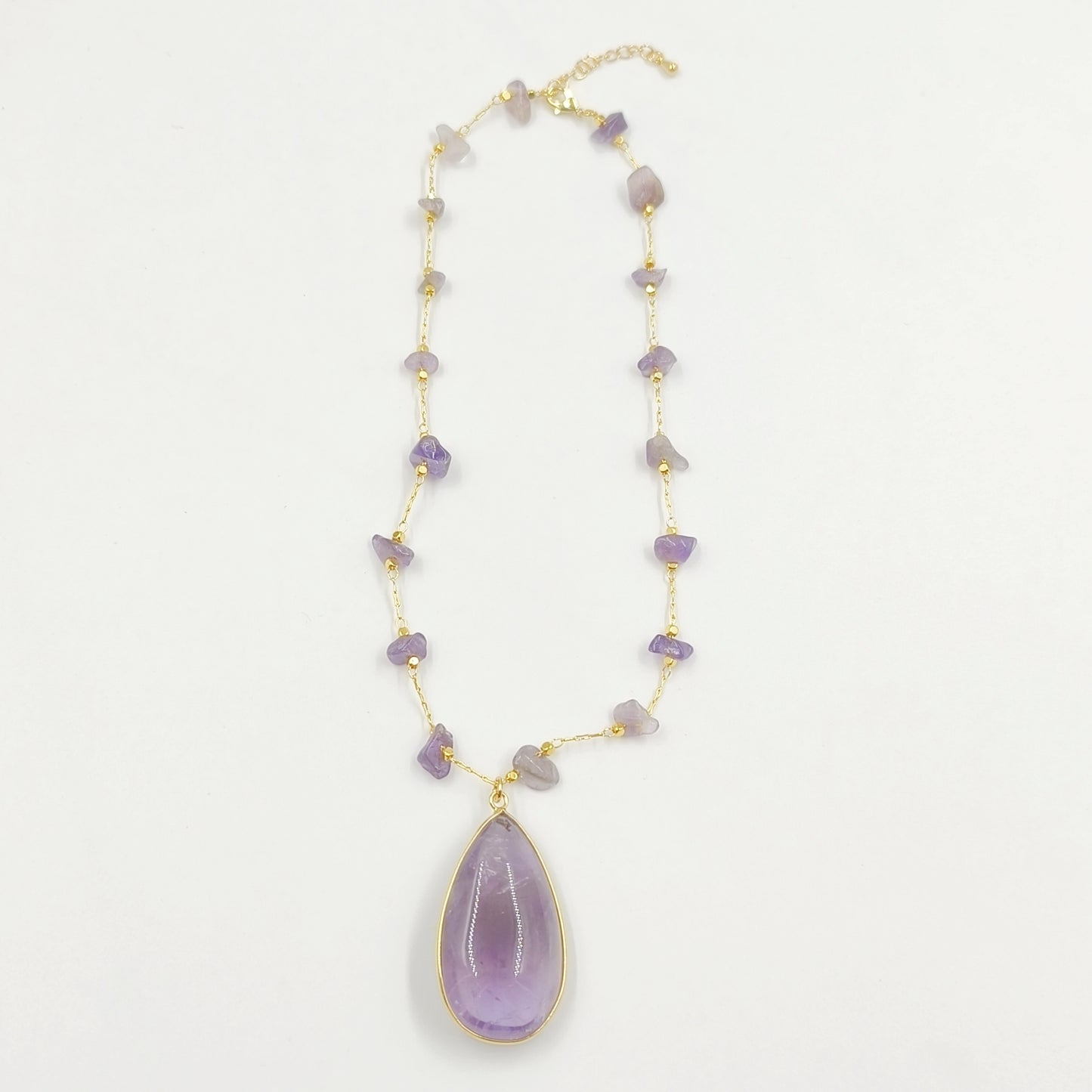 WT-N1434 Handmade Wire Wrapped Rosary Beads Trendy Romantic Chain Necklace Gemstone Casual Long Statement Necklace