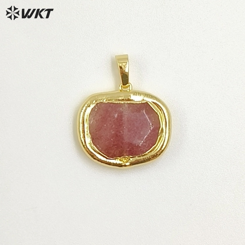 WT-P1468 WKT Jewelry Natural Gemstone Pendant Gold Electroplated Stone Pendant Fashion Charm Necklace Pendant Jewelry