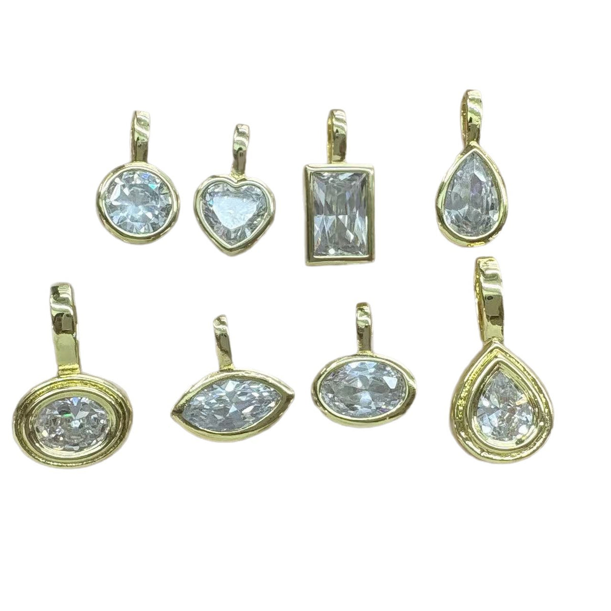 WT-MP334 High Quality Wholesale Round Square Heart Shape White Zircon Tiny Gold Pendants As Handmade Jewelry Accessories