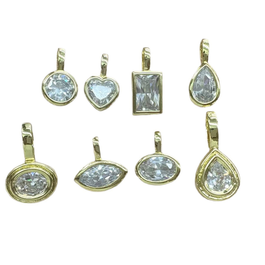 WT-MP334 High Quality Wholesale Round Square Heart Shape White Zircon Tiny Gold Pendants As Handmade Jewelry Accessories