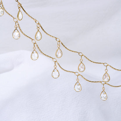 WT-RBC242 Beautiful Simple Elegant and Fresh Style New Design Heart and Star Shape Crystal Charms Brass Chain DIY for Necklace