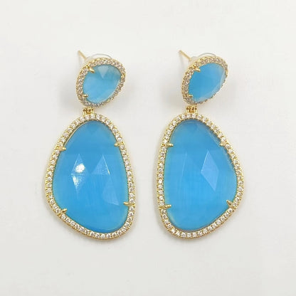 WT-E206 Wholesale Fashion Hot Sales Candy Color Summer Micro Pave Cat Eye Stone Earrings With Zircon Around for Women