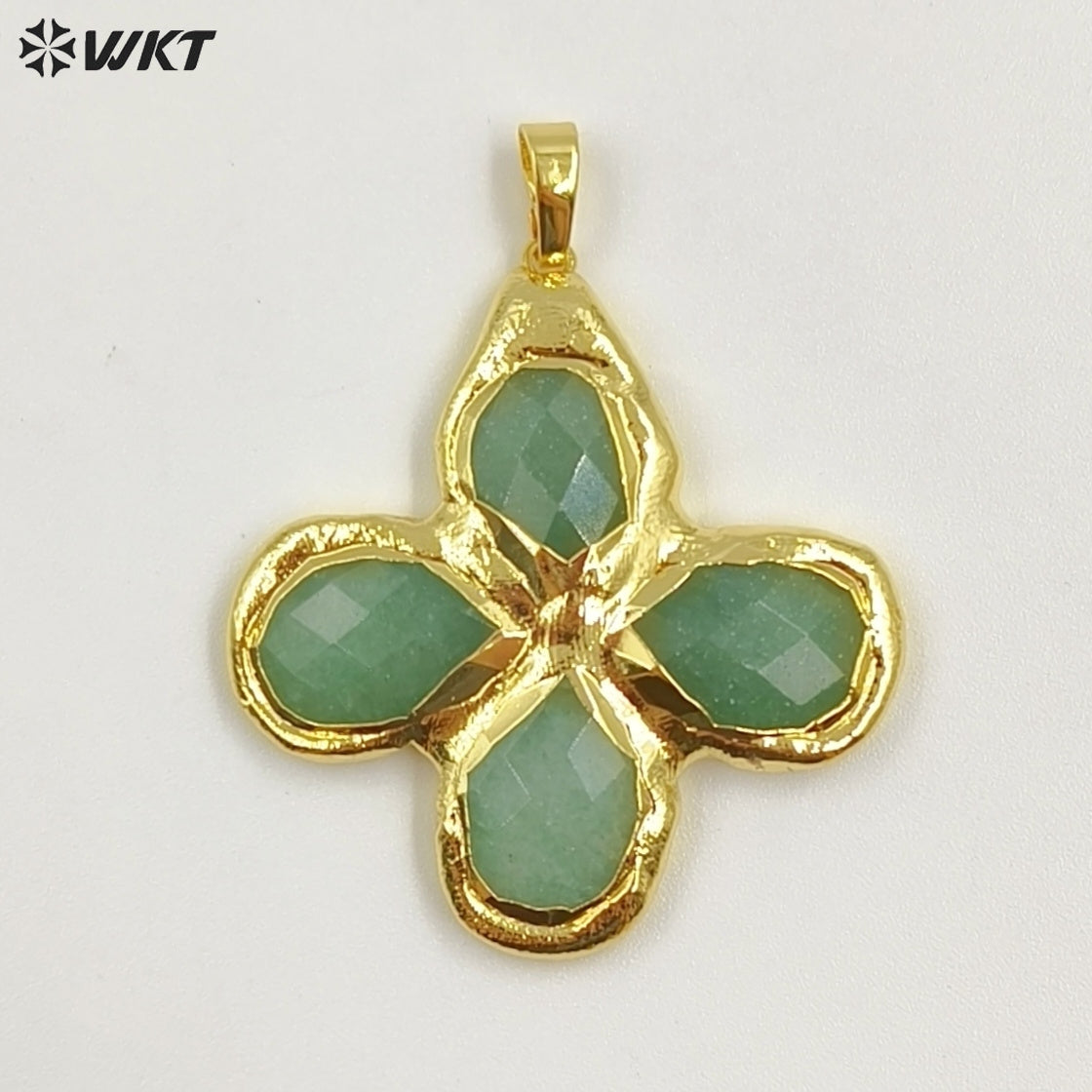 WT-P2055 Popular Sale 18K Gold Plated Tiger Eye Natural Gemstones Cross Pendants For Trendy Necklace Making Accessories