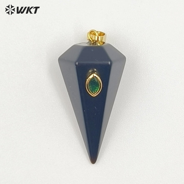 WT-P2093 Popular Sale Zircon And Natural Gemstones Geometric Faceted Shape Gold Pendants For Handmade Necklace Jewelry DIY