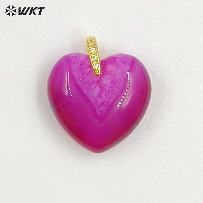 WT-P2125 Gorgeous Fashion Colorful Natural Gemstones Heart Shape Gold Pendants For Female Romantic Necklace Making Design