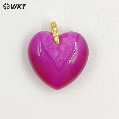 WT-P2125 Gorgeous Fashion Colorful Natural Gemstones Heart Shape Gold Pendants For Female Romantic Necklace Making Design