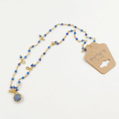WT-N1431 16+2Inch Extend Chain Long Vubic Zircon Stone18k Yellow Gold Beads Necklace Gemstone Casual Long Statement Necklace