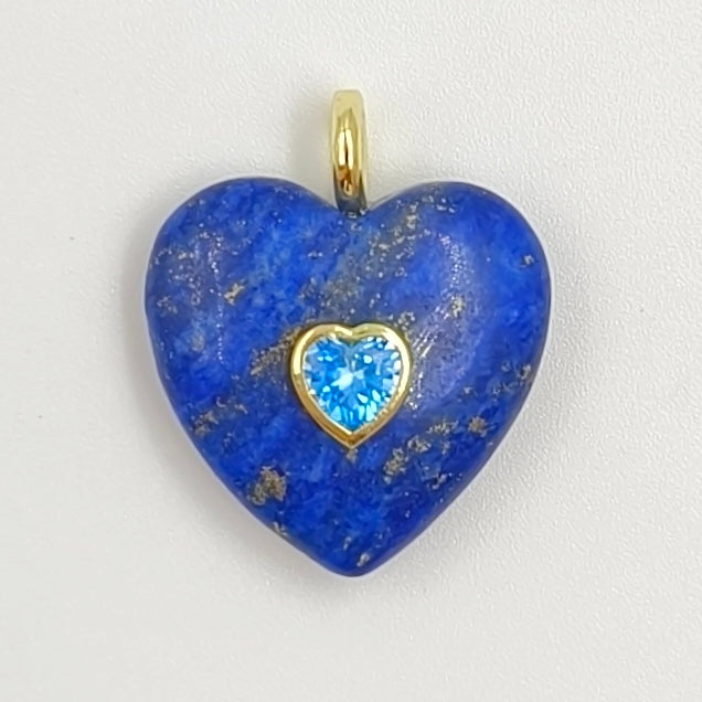 WT-P2059 Factory Wholesale Gold Zircon And Natural Gemstones Heart Shape Pendants As Girls Romantic Jewelry Decorations