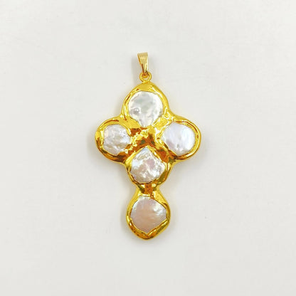 WT-P1962 Wholesale Amazing New Design Natural Gemstone Made Drop Shape Assemble Cross Jewelry Pendants