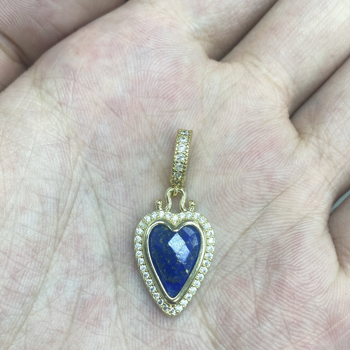 WT-MP335 Wonderful Romantic 18K Gold Plated Zircon And Natural Gemstone Heart Shape Little Pendants For Earrings Necklace Making