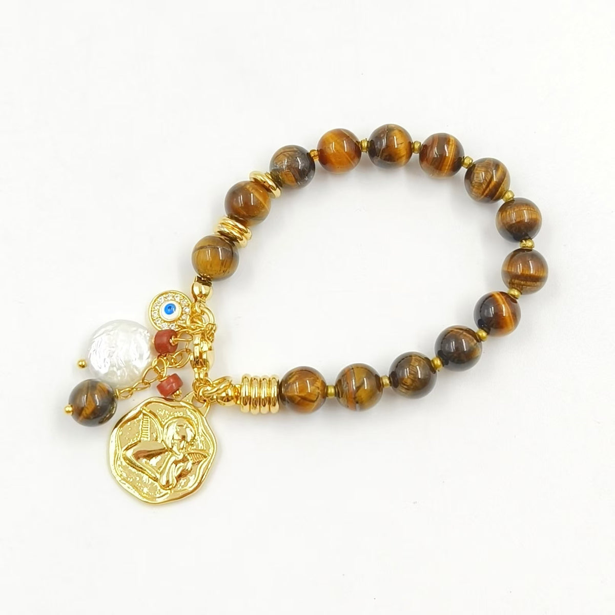 WT-B691 Wholesale Customize Religious 18K Gold Plated Round Buddha Beads Natural Gemstone Unisexual Bracelet As Daily Decoration