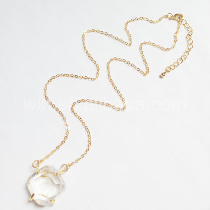 WT-N693 Exclusive Fashion 24karat Gold Plated Prong Setting Natural square Crystal Quartz Necklace