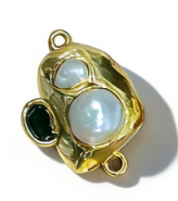 WT-PC023 New Arrival 18K Gold Plated Pearl And Various Colors Zircon Connector With Double Hoops For Women Bracelets Making