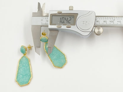 WT-E826 Factory Wholesale Gold Plated Colorful Natural Gemstones Long Earrings For Female Party Wearing Jewelry Accessory