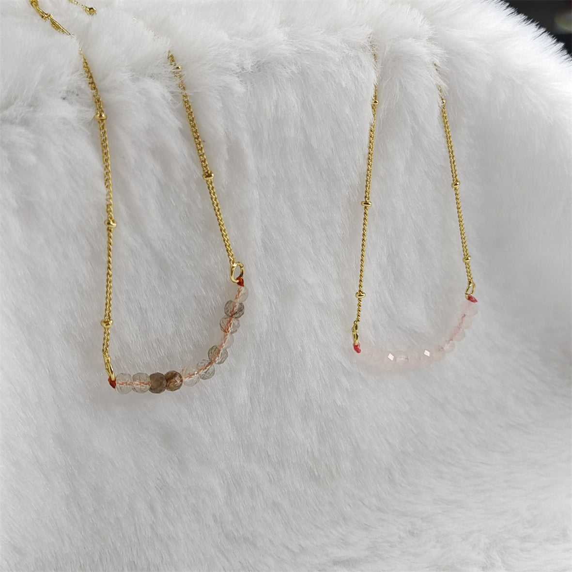 BFN018 Fashion 16 Inch Long White Crystal Tourmaline Pearl Amethysts Healing Crystal Rose Quartz Beads Necklace Chain Necklace