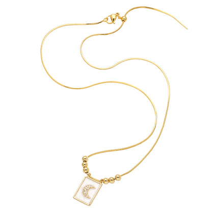 WT-JFN60 Elegant Thin Chain Gold Electroplated Brass And Zircon Star Pattern Rectangle Pendant Necklace As Lady Daily Matching