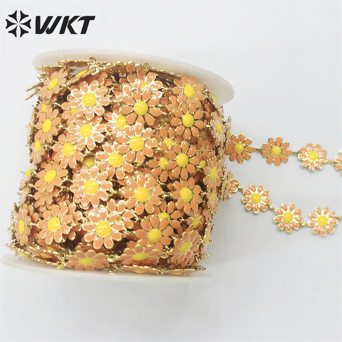 WT-RBC215 Newest Fashion Colorful Enamel Flower Chain Unique Global Chrysanthemum Chain for Women Jewelry Diy Design Chain