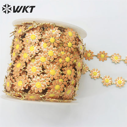 WT-RBC215 Newest Fashion Colorful Enamel Flower Chain Unique Global Chrysanthemum Chain for Women Jewelry Diy Design Chain