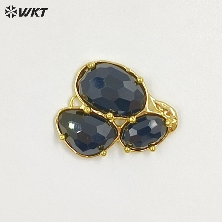 WT-P2130 Good Quality Exquisite 18K Gold Plated Three Natural Gemstones Pendants For Women Necklace Earrings DIY Making