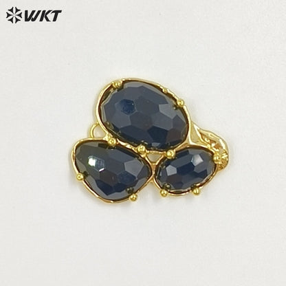 WT-P2130 Good Quality Exquisite 18K Gold Plated Three Natural Gemstones Pendants For Women Necklace Earrings DIY Making