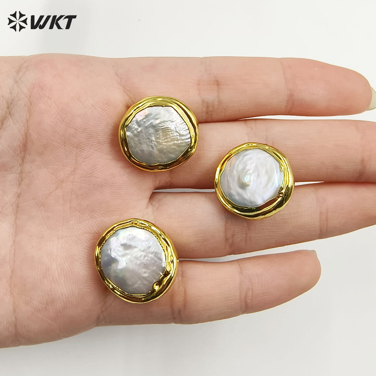 WT-MPE105 Latest Style Regular Freshwater Pearl Natural 18k Gold Plated Gift for Women Weeding 18mm Romantic Pendant Earrings