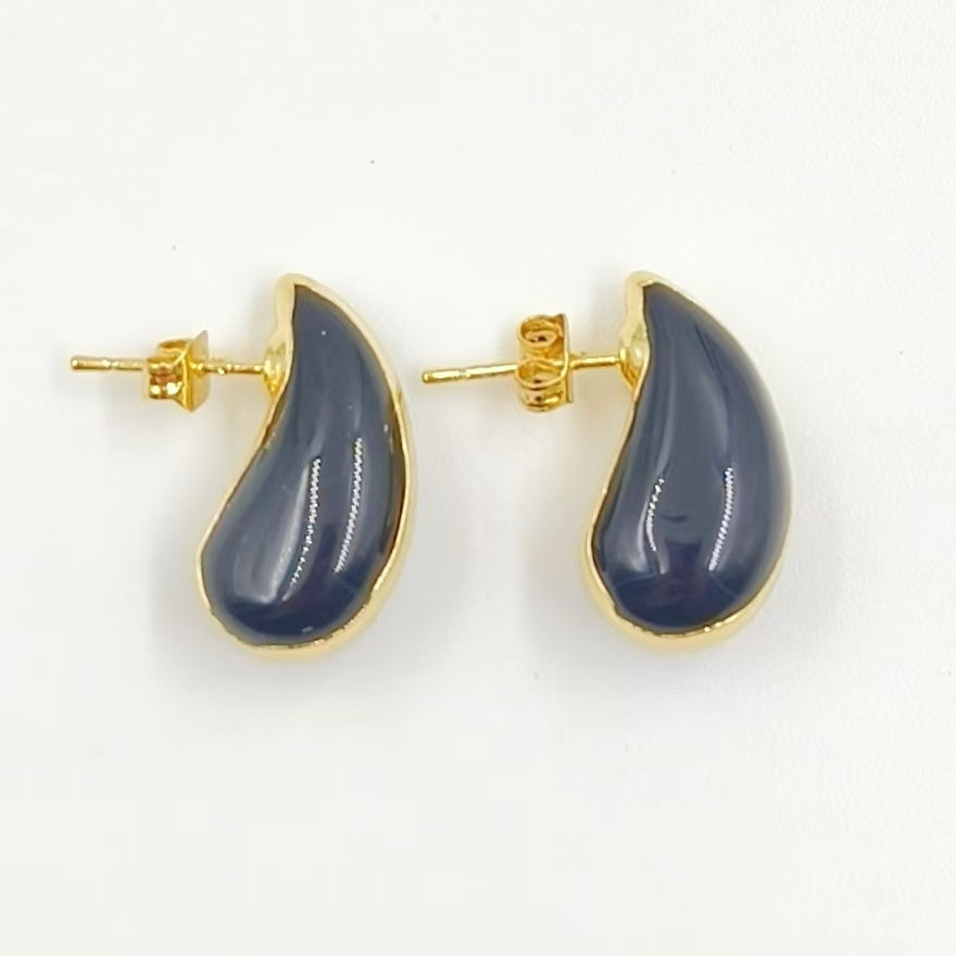 WT-E775 New Innovations Cute Style Drop Shape 18K Gold Plated Natural Gemstone Gentle Earrings for Sweet Girls As Special Gift