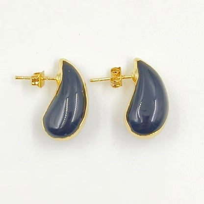 WT-E775 New Innovations Cute Style Drop Shape 18K Gold Plated Natural Gemstone Gentle Earrings for Sweet Girls As Special Gift