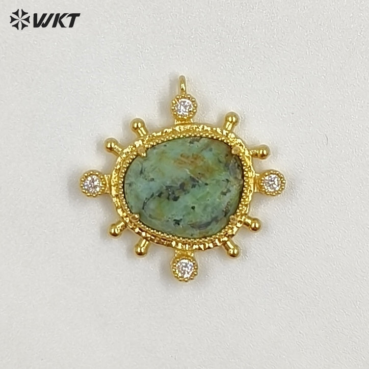 WT-P2102 Unique Delicate Jewelry 18K Gold Plated Multi Natural Gemstones Little Pendants For Female Handmade Earring DIY