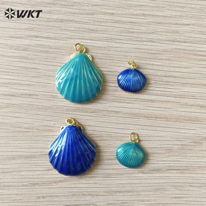 WT-MP321 Wholesale Ocean Series Multi Colors Gold Plated Metal Shell Shape Little Charms Pendant For Necklace Earrings Making