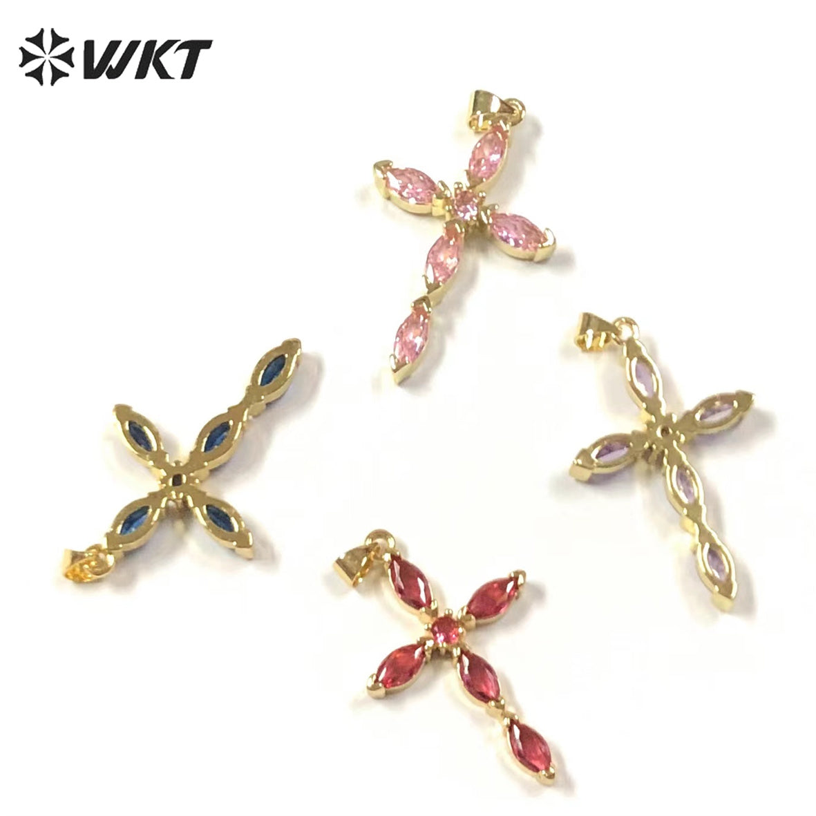 WT-MP245 Elegant Temperament Pendant Cross Water Drop Pendant Texture Jewelry Necklace Accessories Cubic Zircon Pendant