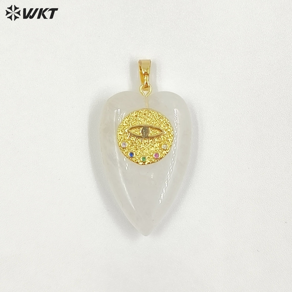 WT-P2047 Romantic Gold Plated Zircon And Tiger Eye Natural Gemstones Heart Shape Pendants As Lovely Handmade Jewelry Accessory
