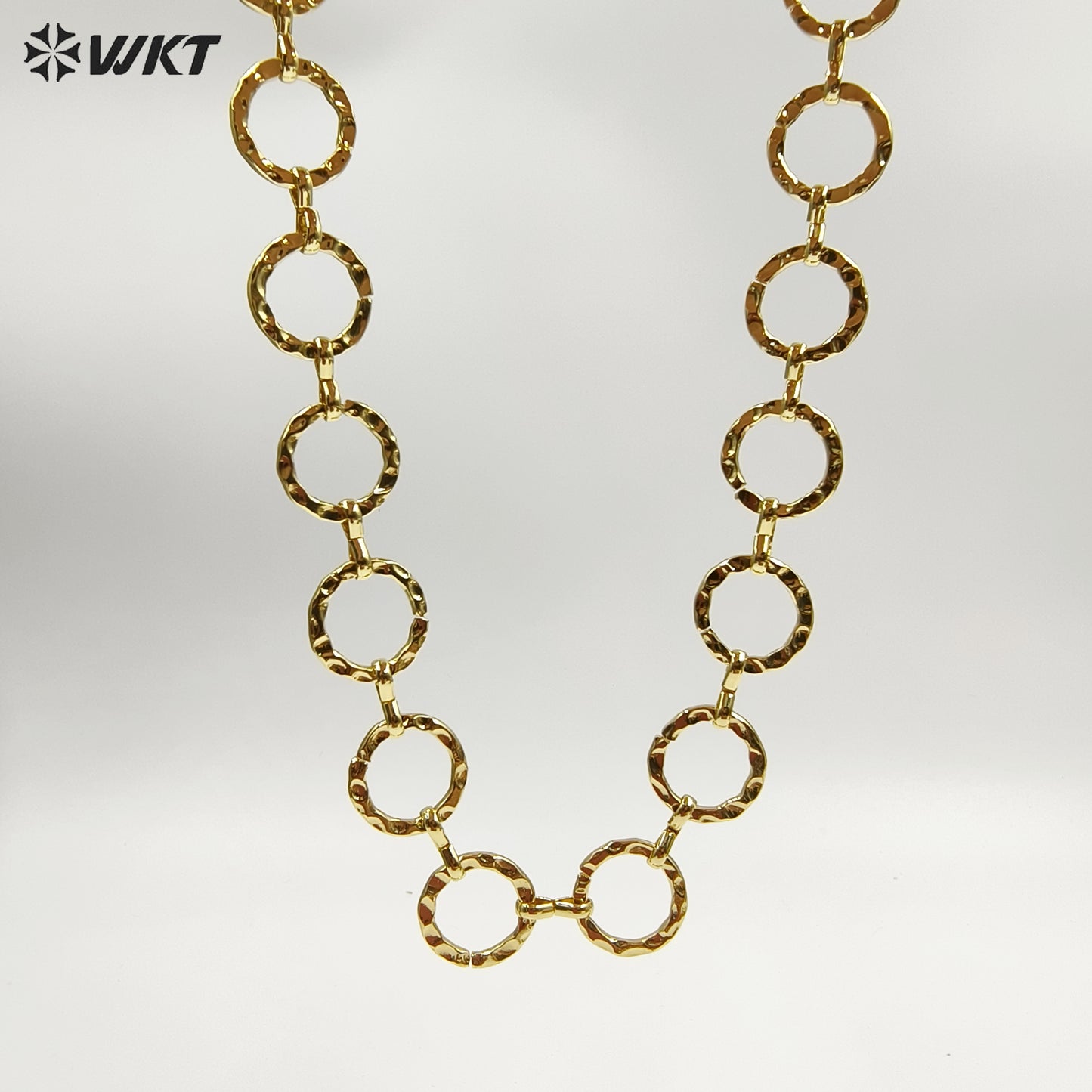 WT-BC262 High Quality Gold Plated Yellow Brass Chain Big Round Circle Simple Classical Style For Ladies Bracelet Design