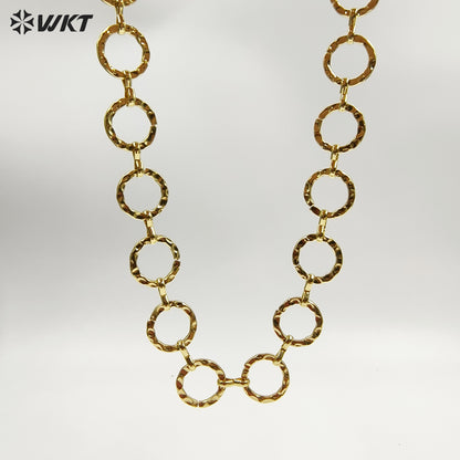 WT-BC262 High Quality Gold Plated Yellow Brass Chain Big Round Circle Simple Classical Style For Ladies Bracelet Design