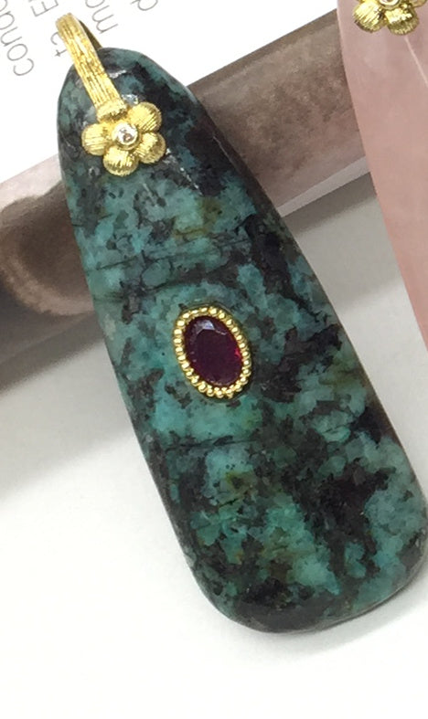 WT-P2148 New Arrival Round Zircon And Various Natural Gemstones Long Gold Pendants For Lady Elegant Earrings DIY Decoration