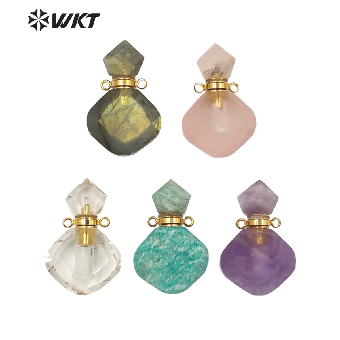 WT-P1673 Newest Charming Elegant Small Size Natural Stone Perfume Bottle Pendant for Necklace Women Stone Made Bottle Pendant