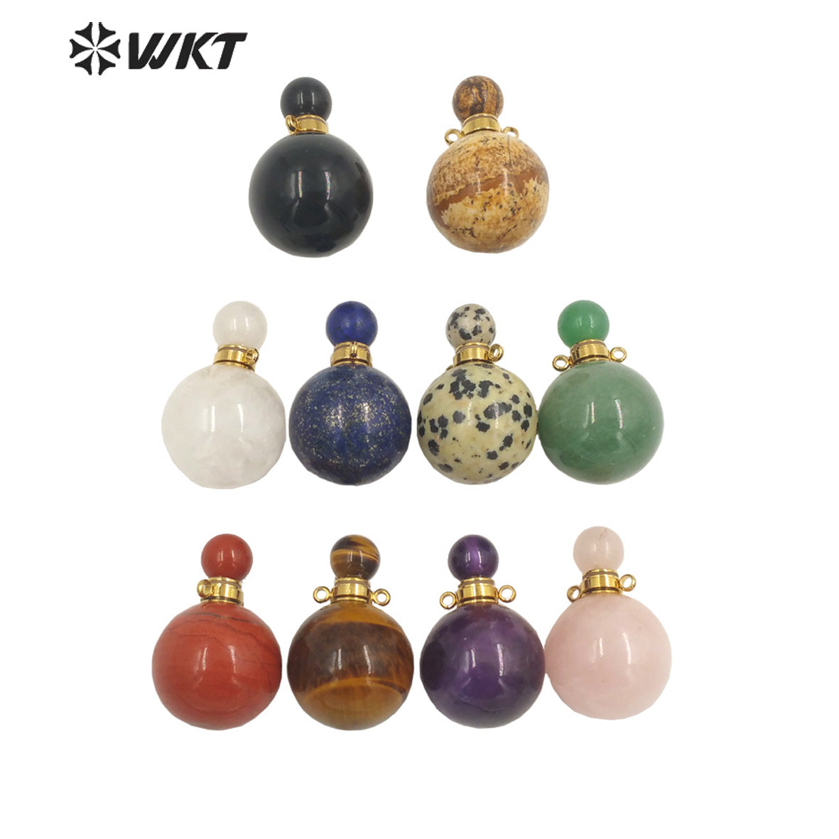 WT-N1442 WKT Best 2023 Newest Natural Aura Cluster Quartz Women Simple Hoop Aura Perfume Bottle Necklace