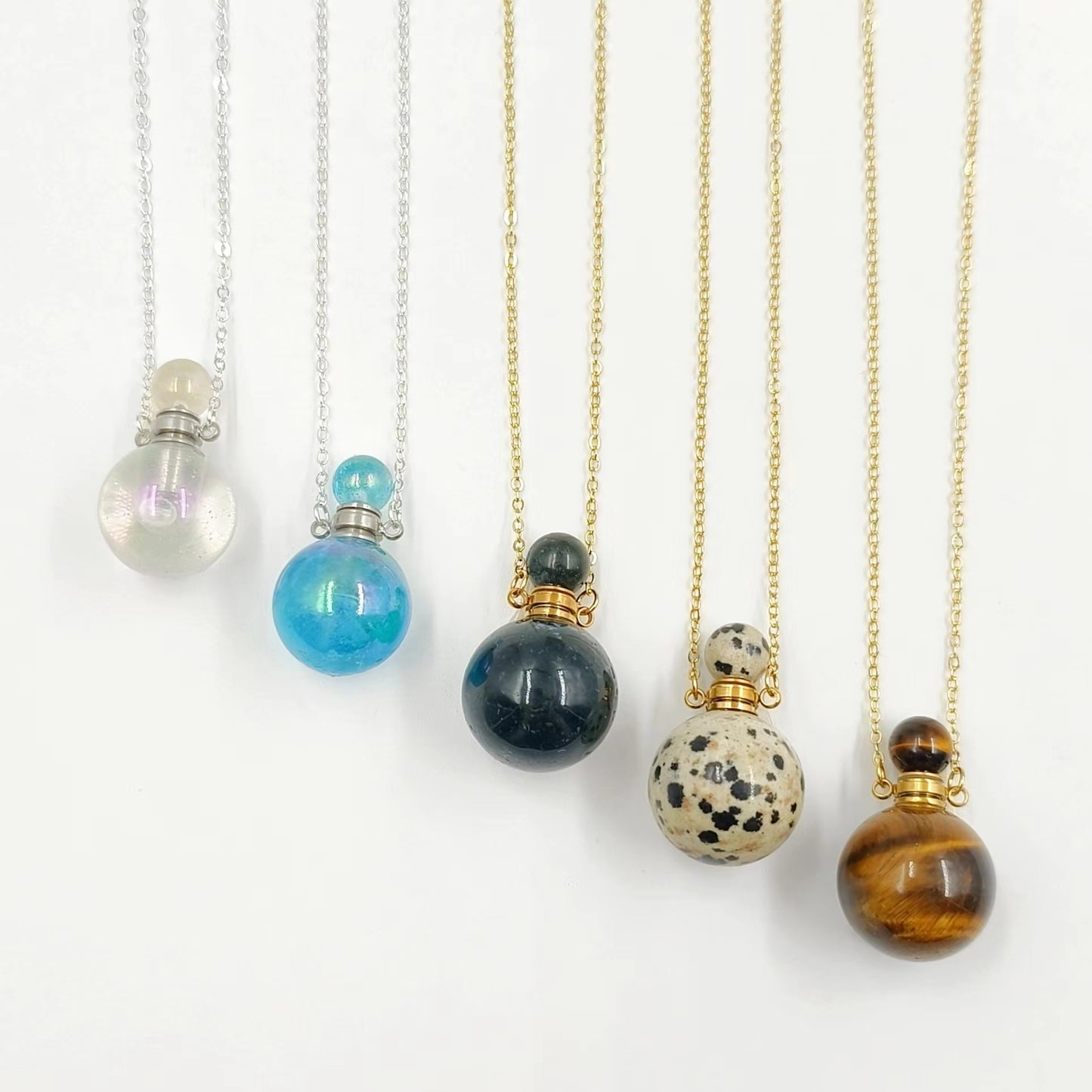 WT-N1442 WKT Best 2023 Newest Natural Aura Cluster Quartz Women Simple Hoop Aura Perfume Bottle Necklace