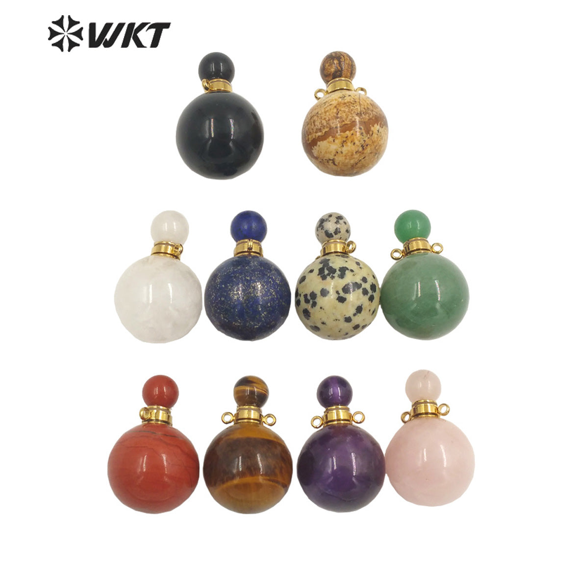 WT-P1930 Fashion Design Trendy New Precious Knife Shaped Colorful Stone Crystal Quartz Perfume Bottle Pendants