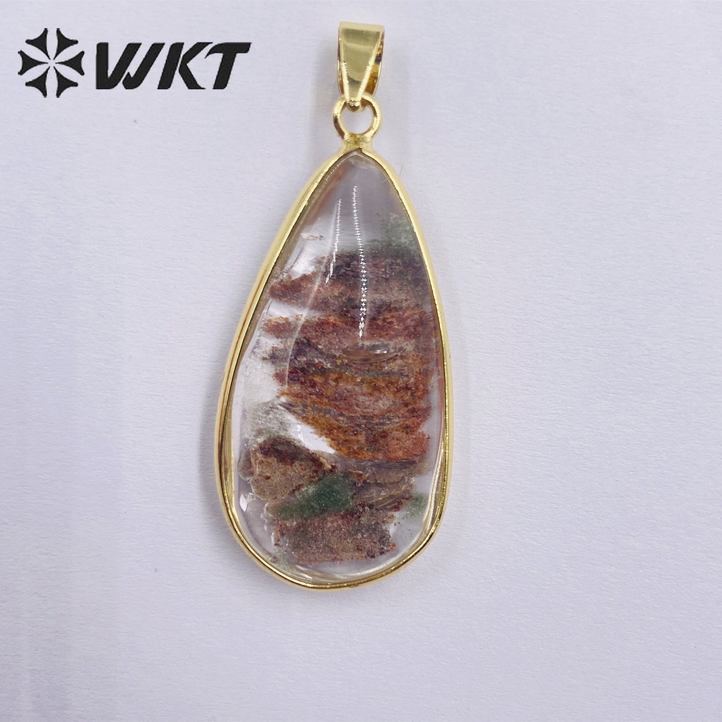 WT-P1910 Hot Sale Classic Natural Stone Healing Transparency Moss Agate Novel Irregular Mysterious Healing Quartz Pendant