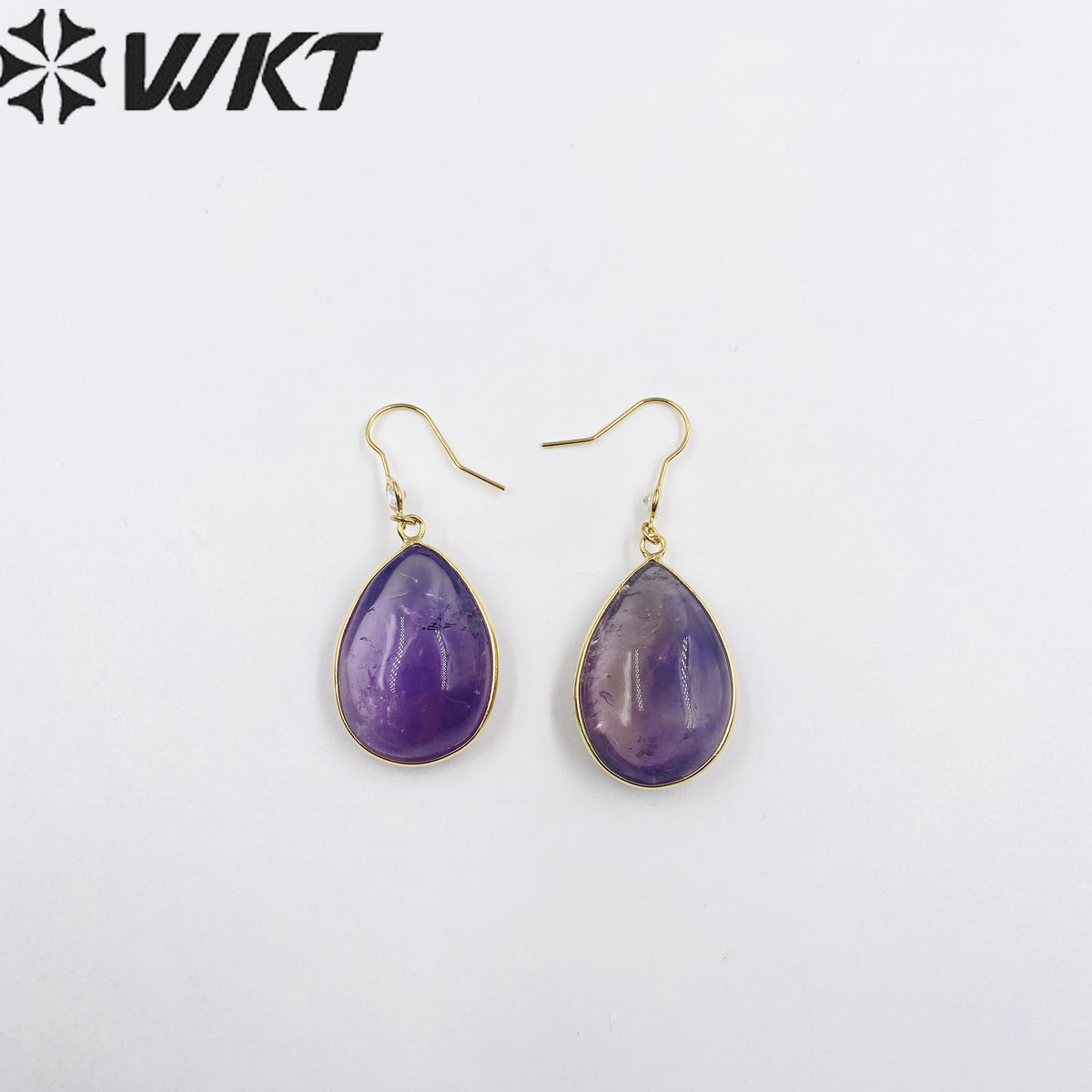 WT-E718 Classical Irregularity Healing Transparency Moss Agate Exquisite Gold Plated Needle Earrings Energy Healing Quartz Hoop