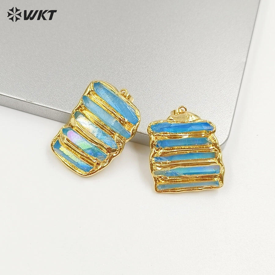 WT-P2006 Amazing New Natural Crystal Quartz Assemble Aqua Aura Stone Pendants For Necklace DIY