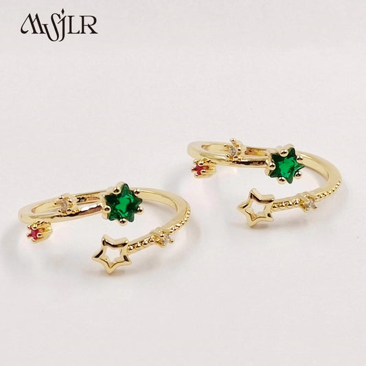 WKT-MVR058 Popular European and American Star Irregular Shaped Colorful Zircon Ring Female Handpiece Open Ring