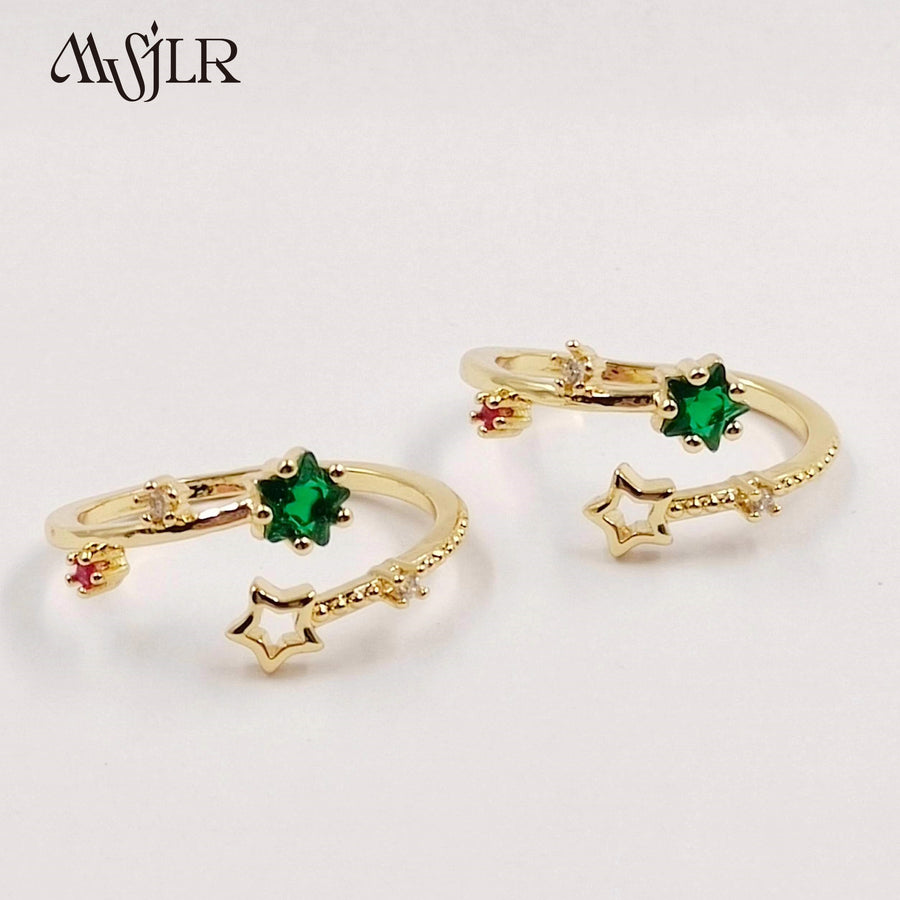 WKT-MVR058 Popular European and American Star Irregular Shaped Colorful Zircon Ring Female Handpiece Open Ring