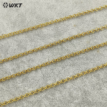 WT-BFN037 Round Gold Chain Yellow Brass with 18k Gold Plated Chain Exquisite Women Decorate Necklace Chain