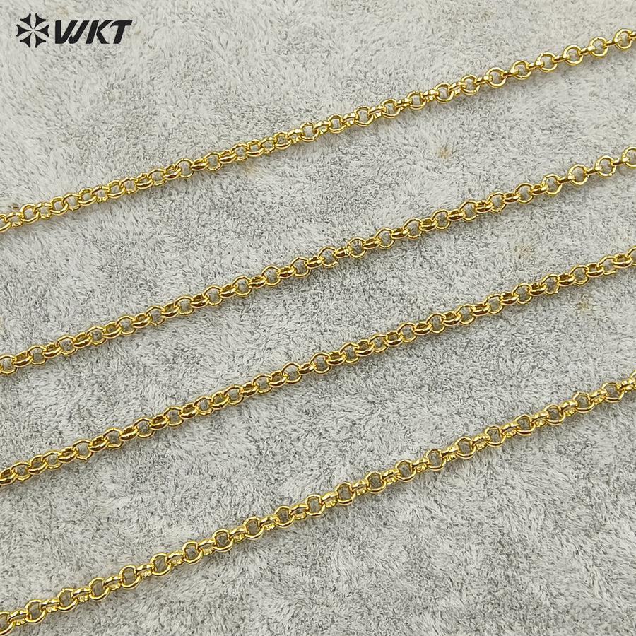 WT-BFN037 Round Gold Chain Yellow Brass with 18k Gold Plated Chain Exquisite Women Decorate Necklace Chain
