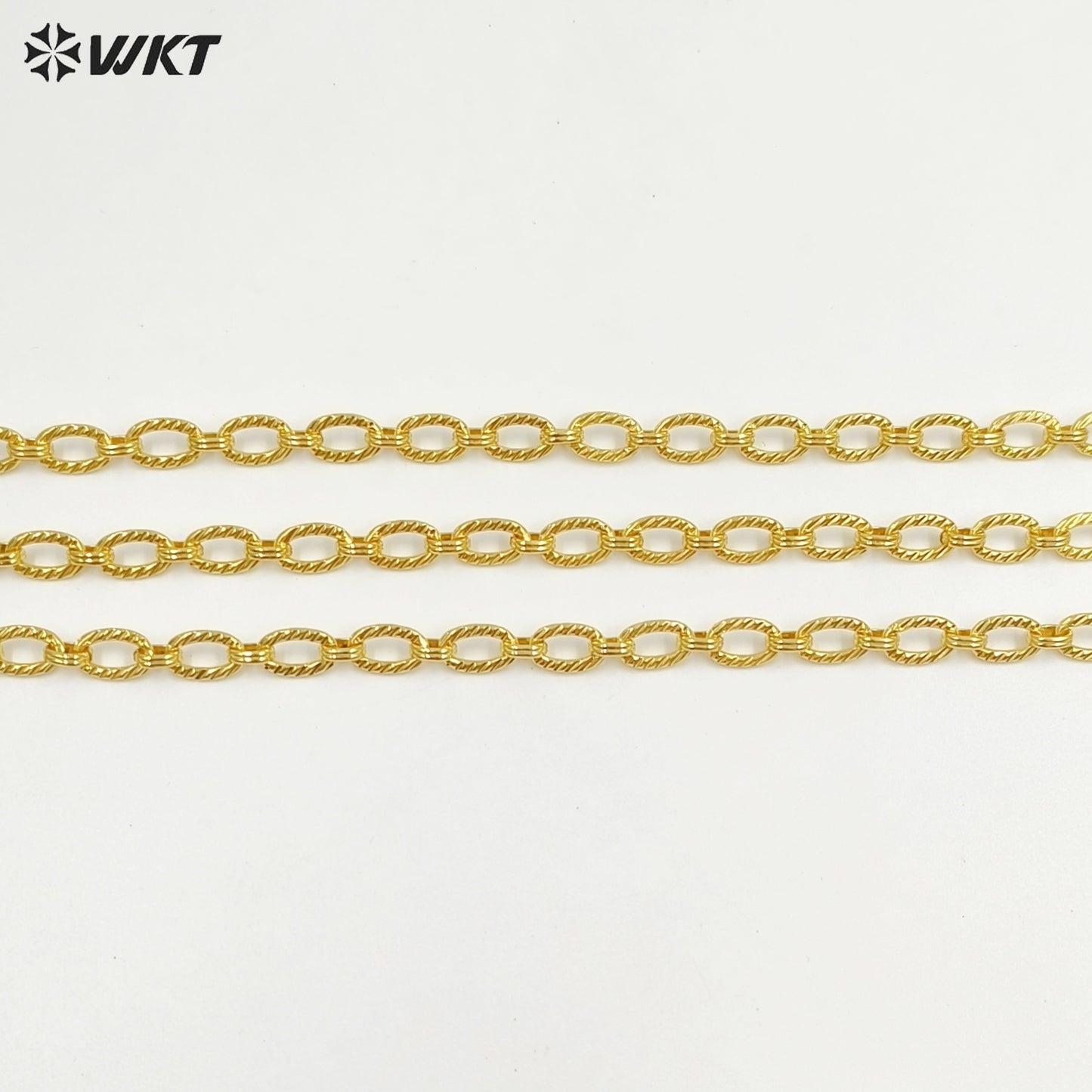 WT-BC260 Newest Fashion Simple Oval Shape Metal Yellow Brass Chain Resist Tarnishable Gold Plated For Necklace Bracelet Design